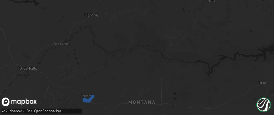 Hail map in Winifred, MT on July 8, 2026