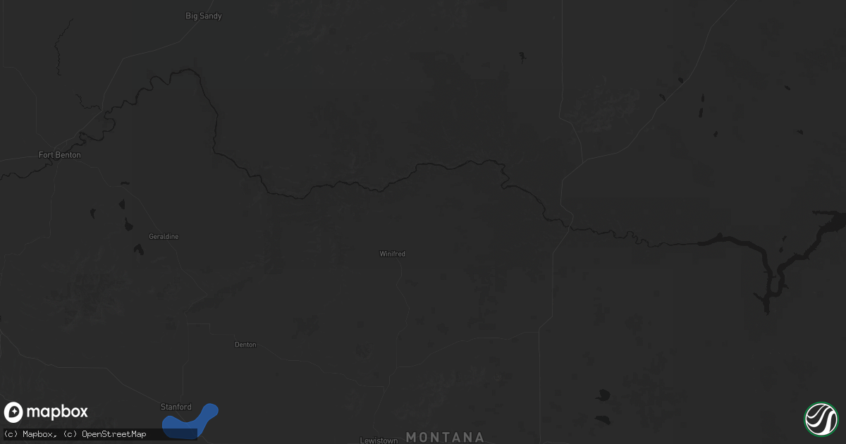 Hail map in Winifred, MT on July 8, 2026