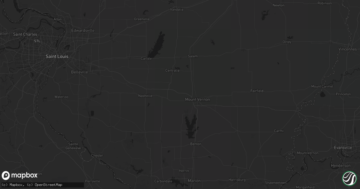 Hail map in Woodlawn, IL on July 8, 2026