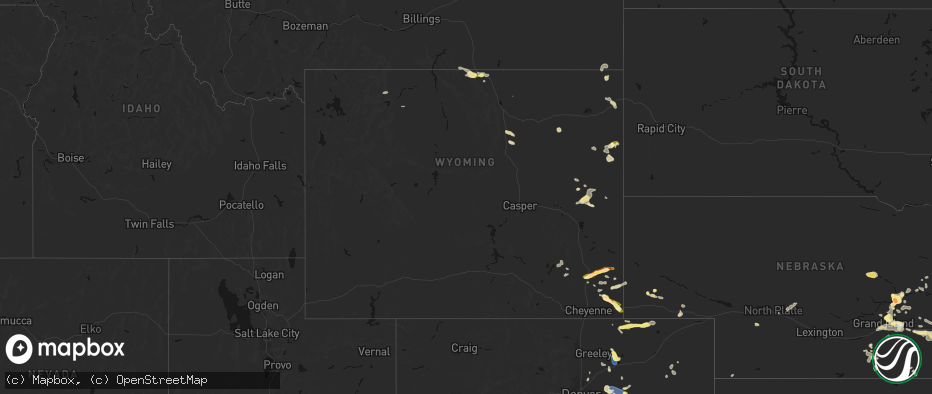 Hail map in Wyoming on July 8, 2026