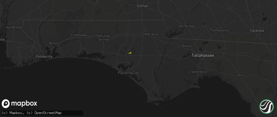 Hail map in Youngstown, FL on July 8, 2026