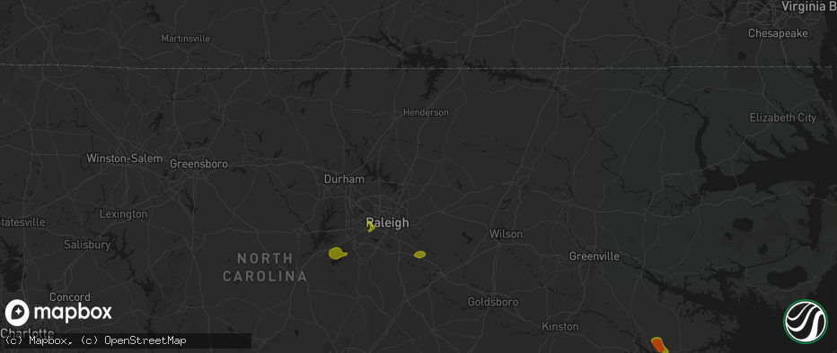 Hail map in Youngsville, NC on July 8, 2026