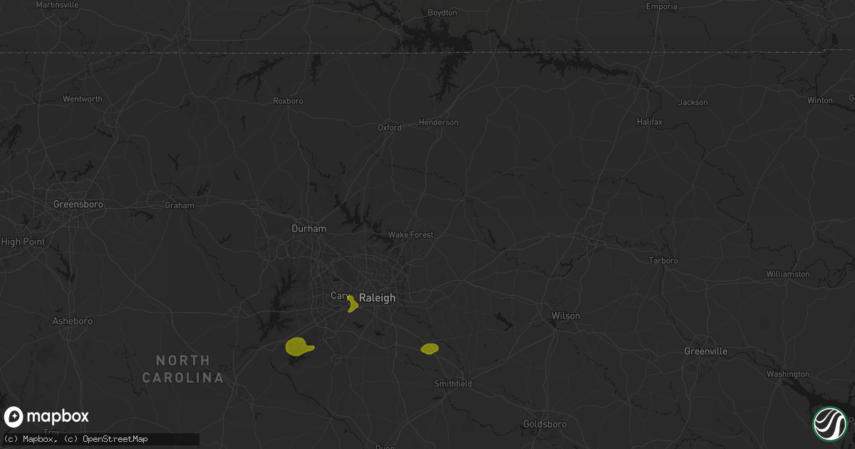 Hail map in Youngsville, NC on July 8, 2026