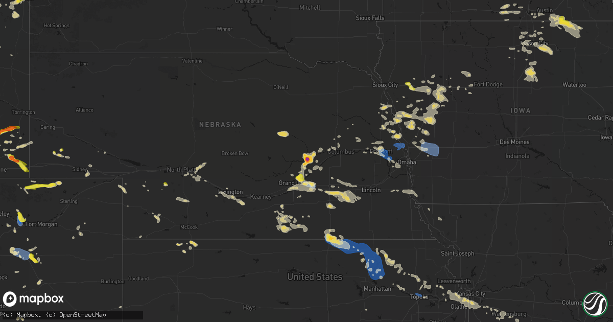 Hail map on July 8, 2026