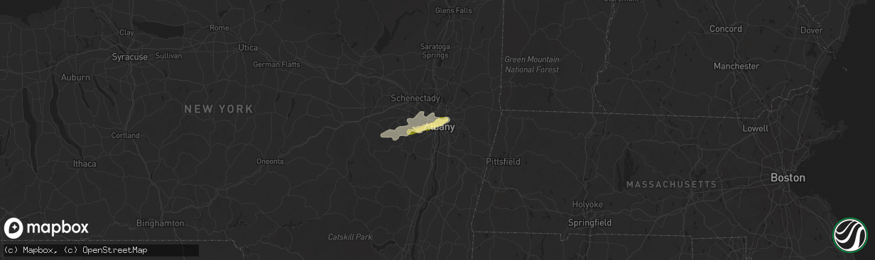 Hail map in Albany, NY on July 9, 2014