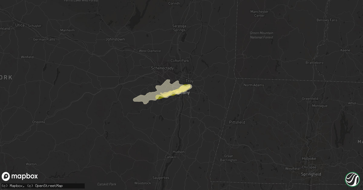 Hail map in Albany, NY on July 9, 2014
