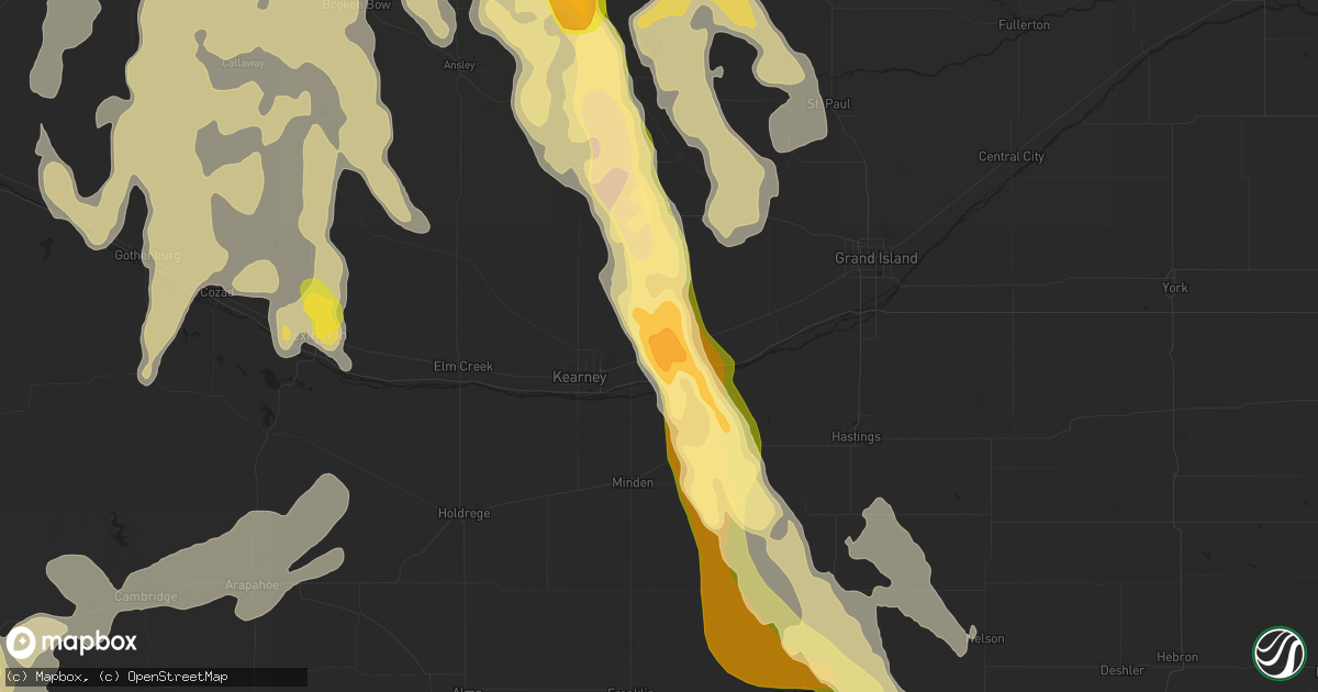 Hail map in Gibbon, NE on July 9, 2014