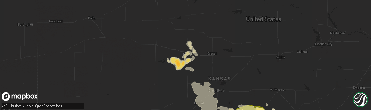 Hail map in Hays, KS on July 9, 2014