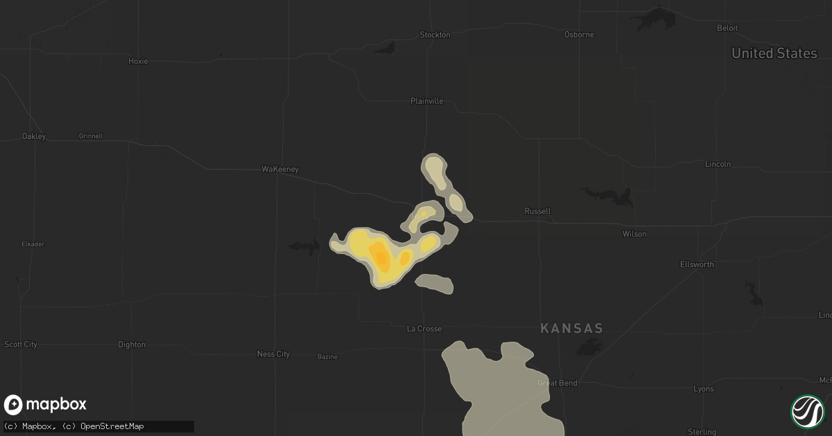 Hail map in Hays, KS on July 9, 2014