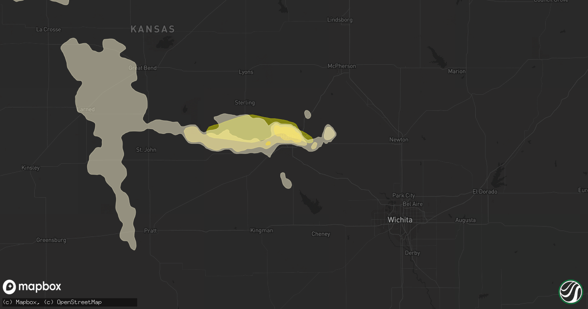 Hail map in Hutchinson, KS on July 9, 2014