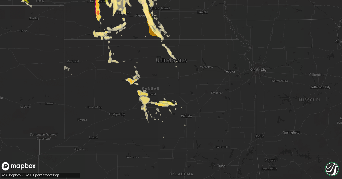 Hail map in Kansas on July 9, 2014