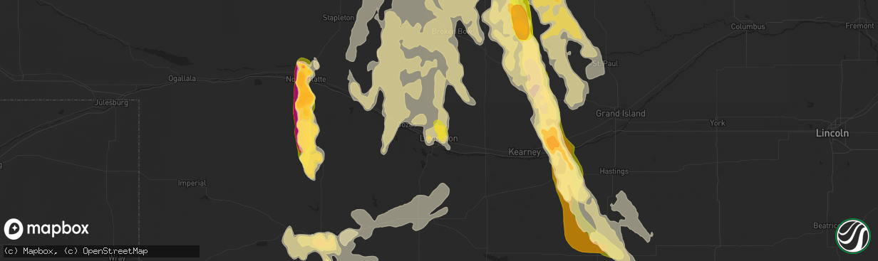 Hail map in Lexington, NE on July 9, 2014