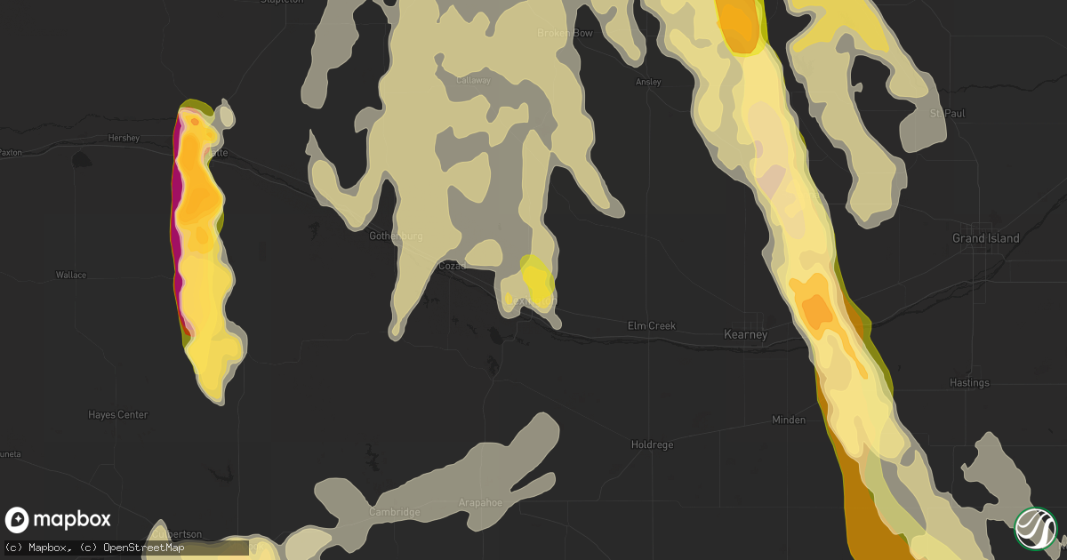 Hail map in Lexington, NE on July 9, 2014