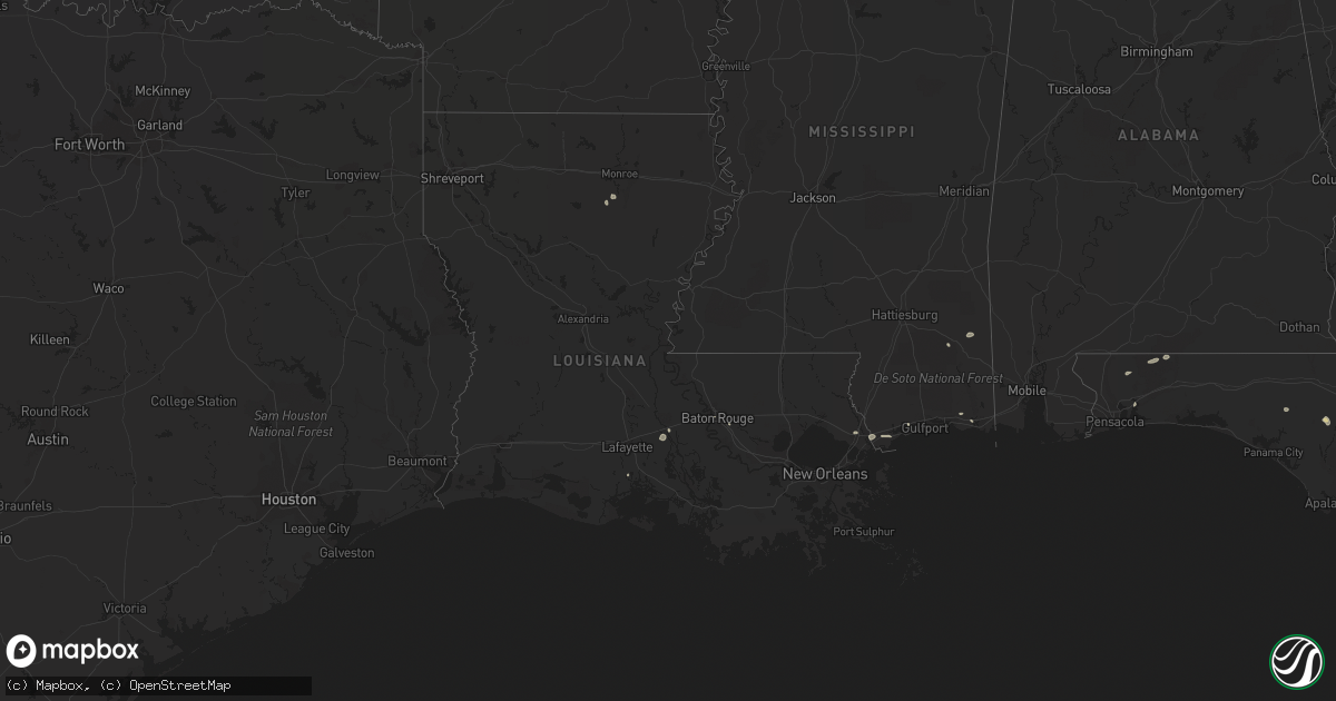 Hail map in Louisiana on July 9, 2014