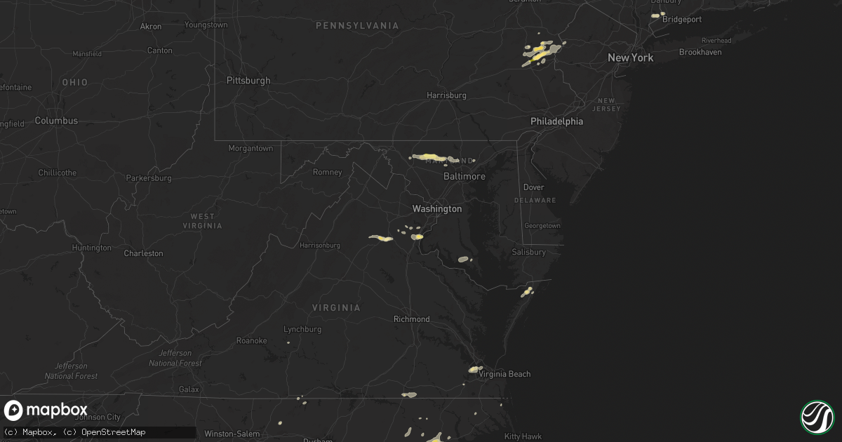 Hail map in Maryland on July 9, 2014