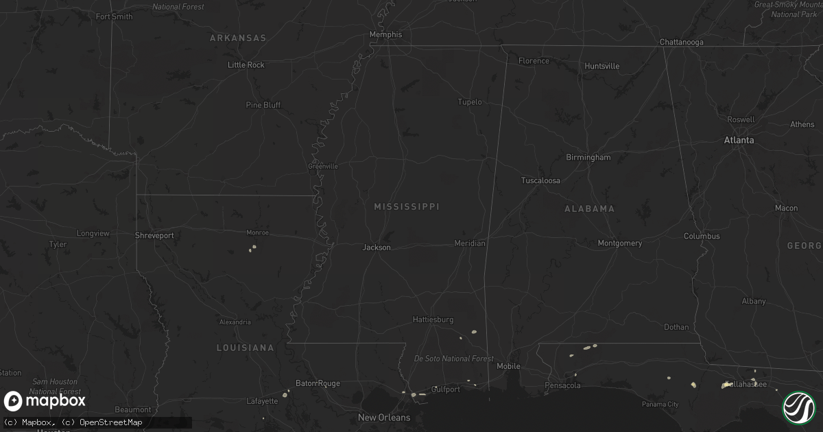 Hail map in Mississippi on July 9, 2014