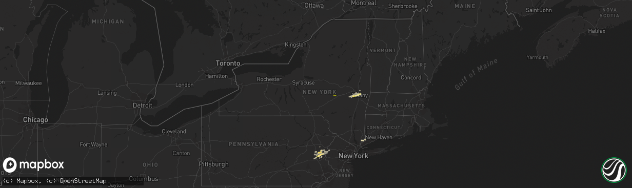 Hail map in New York on July 9, 2014