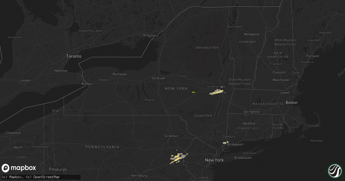 Hail map in New York on July 9, 2014