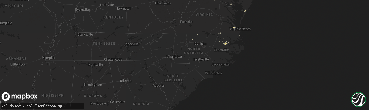 Hail map in North Carolina on July 9, 2014