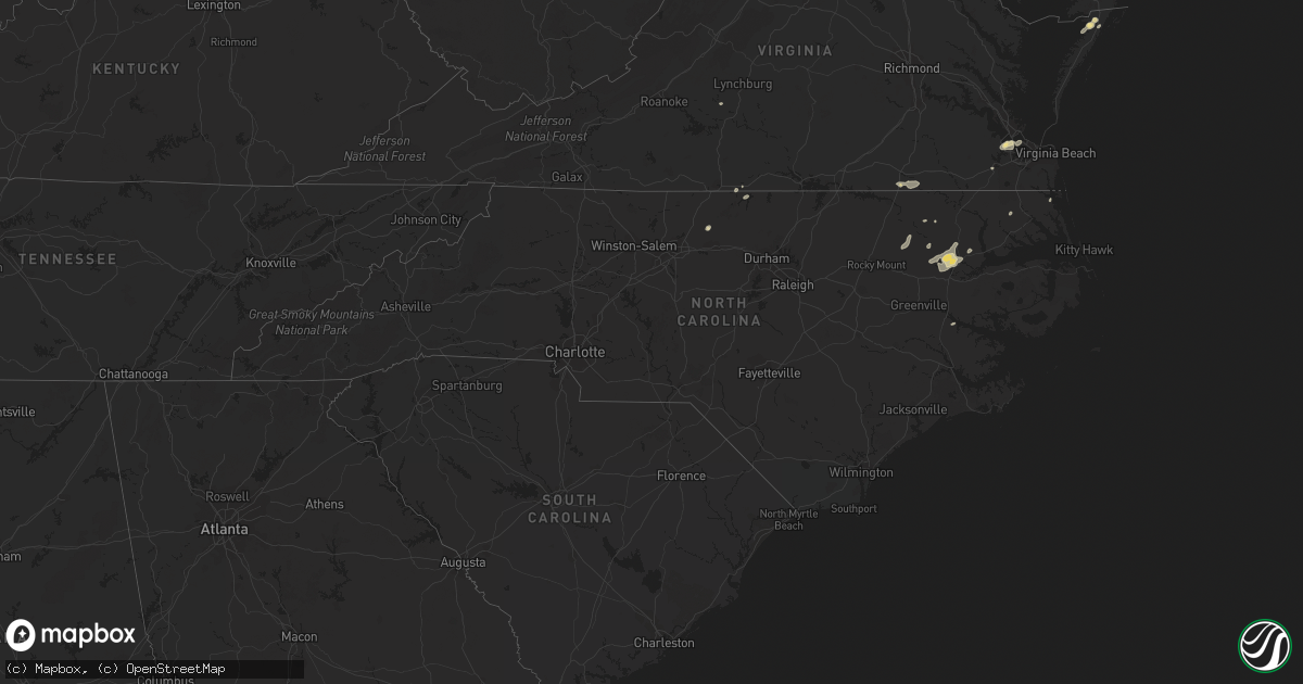 Hail map in North Carolina on July 9, 2014