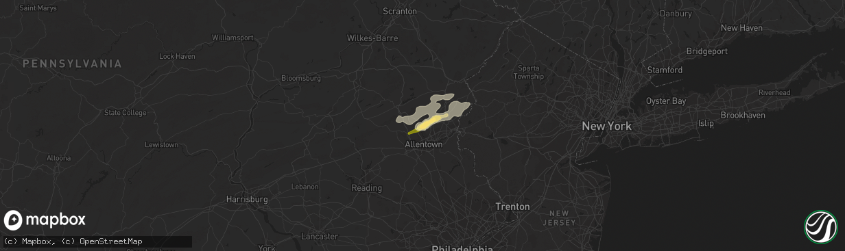 Hail map in Northampton, PA on July 9, 2014