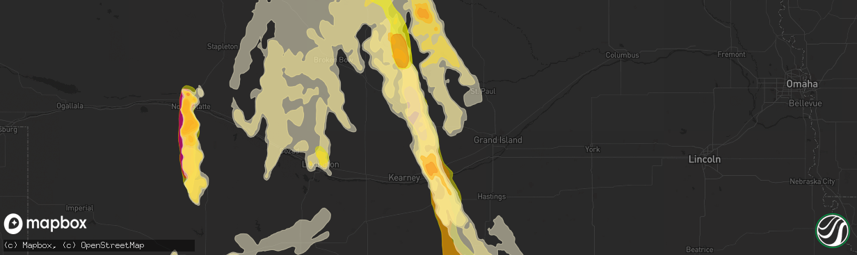 Hail map in Ravenna, NE on July 9, 2014