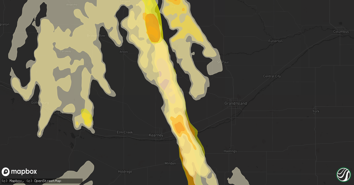 Hail map in Ravenna, NE on July 9, 2014