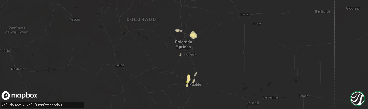 Hail map in Colorado Springs, CO on July 9, 2015