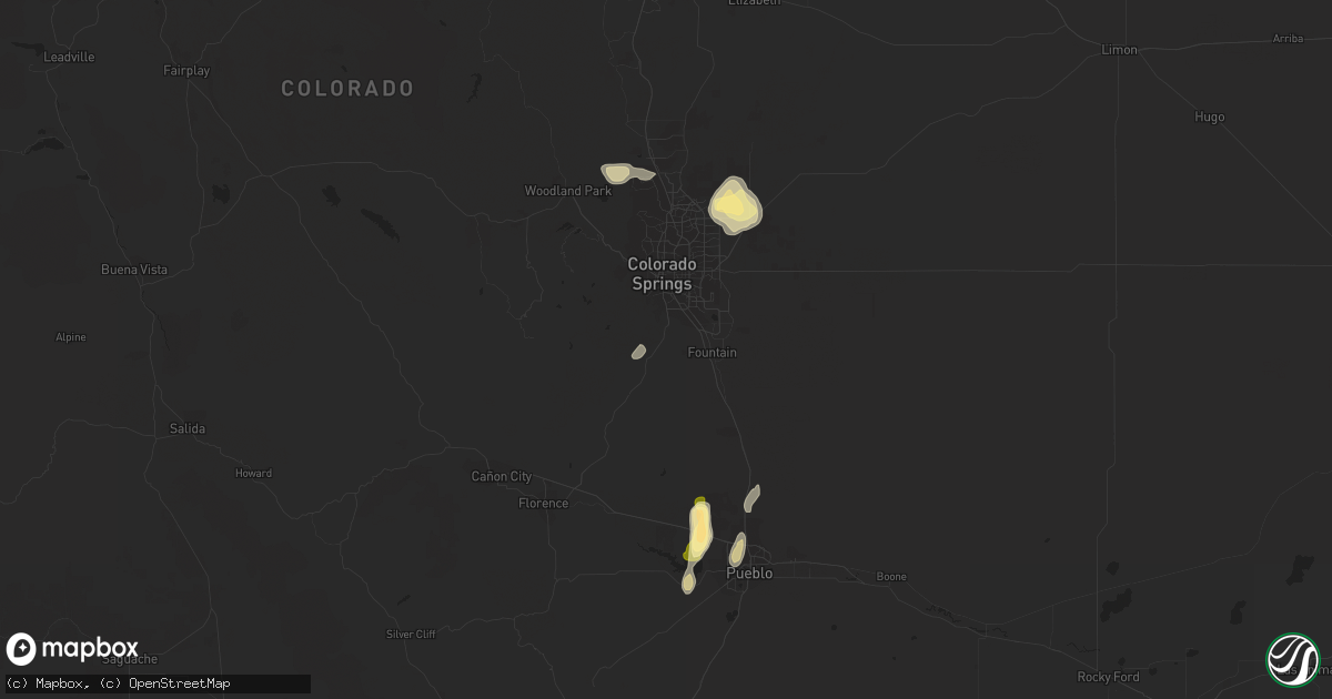 Hail map in Colorado Springs, CO on July 9, 2015