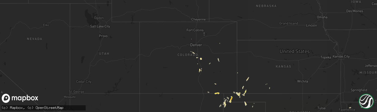 Hail map in Colorado on July 9, 2015