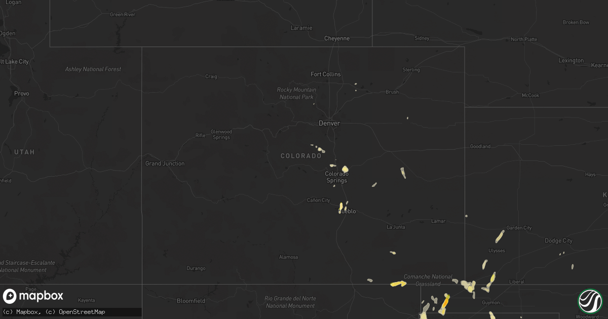 Hail map in Colorado on July 9, 2015
