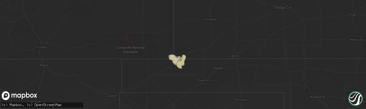 Hail map in Elkhart, KS on July 9, 2015