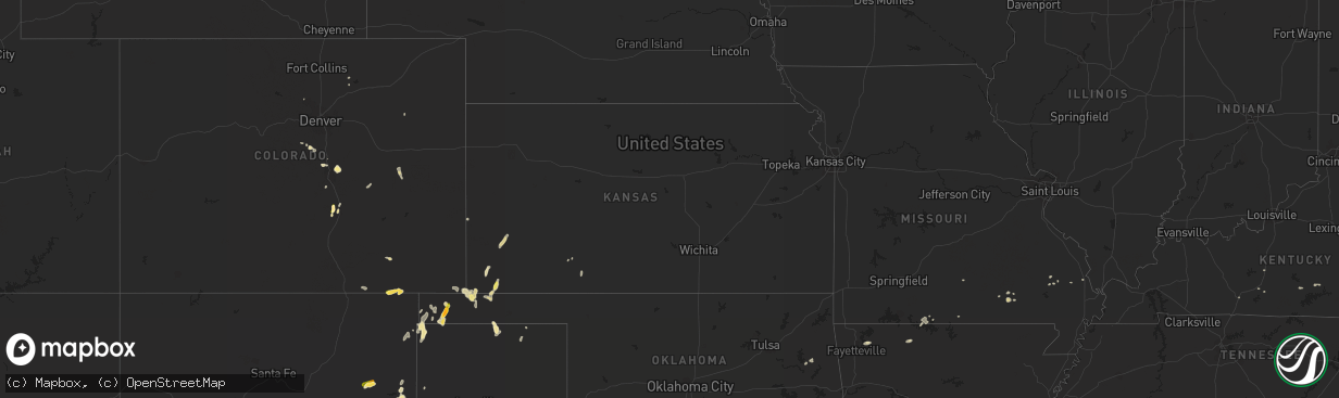 Hail map in Kansas on July 9, 2015