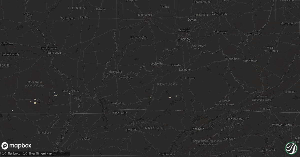 Hail map in Kentucky on July 9, 2015