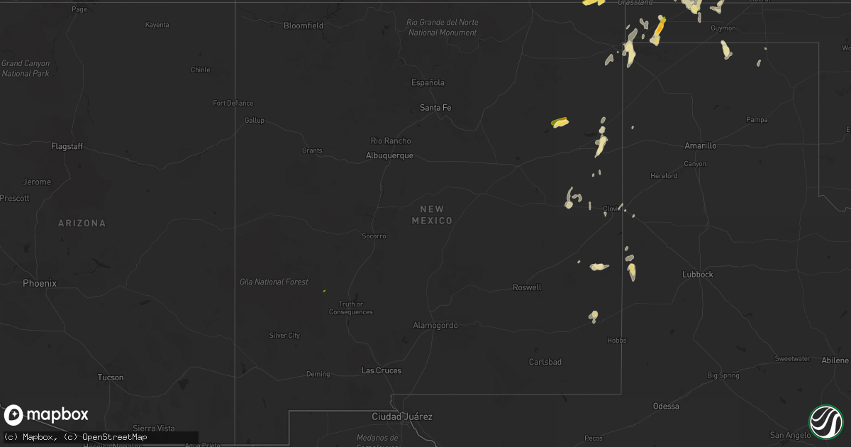 Hail map in New Mexico on July 9, 2015