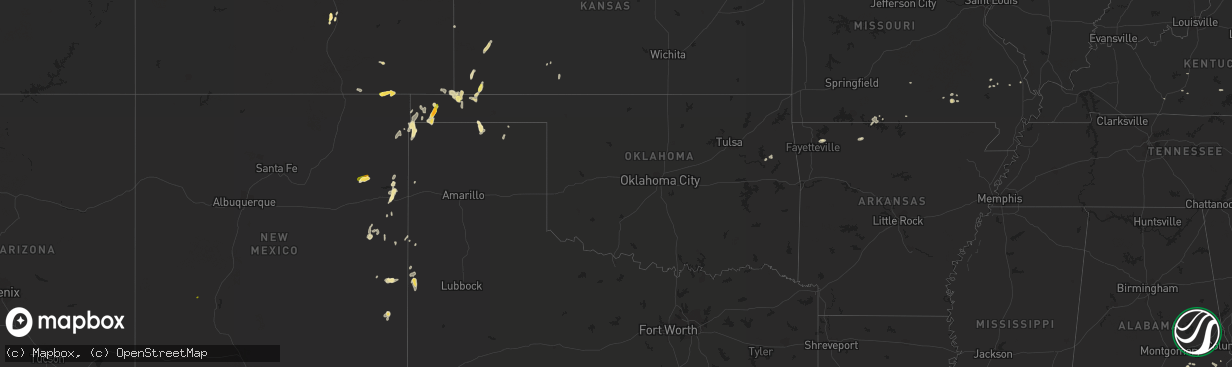 Hail map in Oklahoma on July 9, 2015