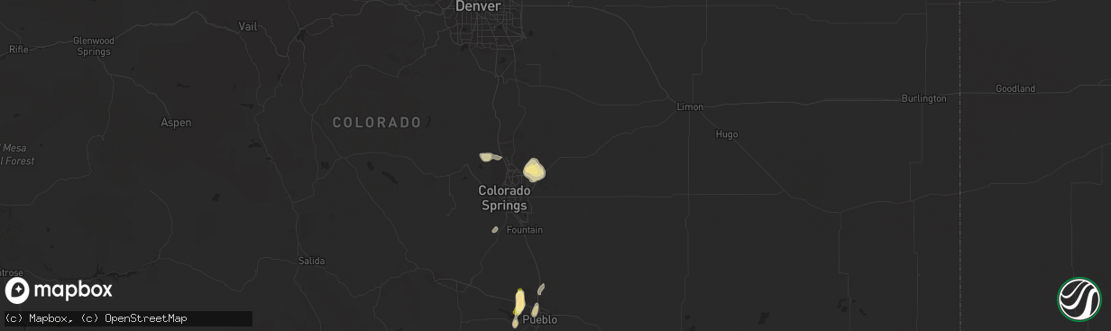 Hail map in Peyton, CO on July 9, 2015