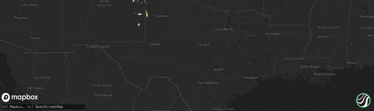 Hail map in Texas on July 9, 2015