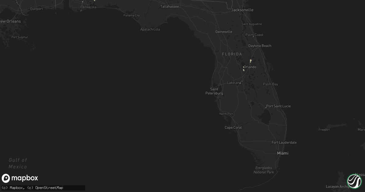 Hail map in Florida on July 9, 2016