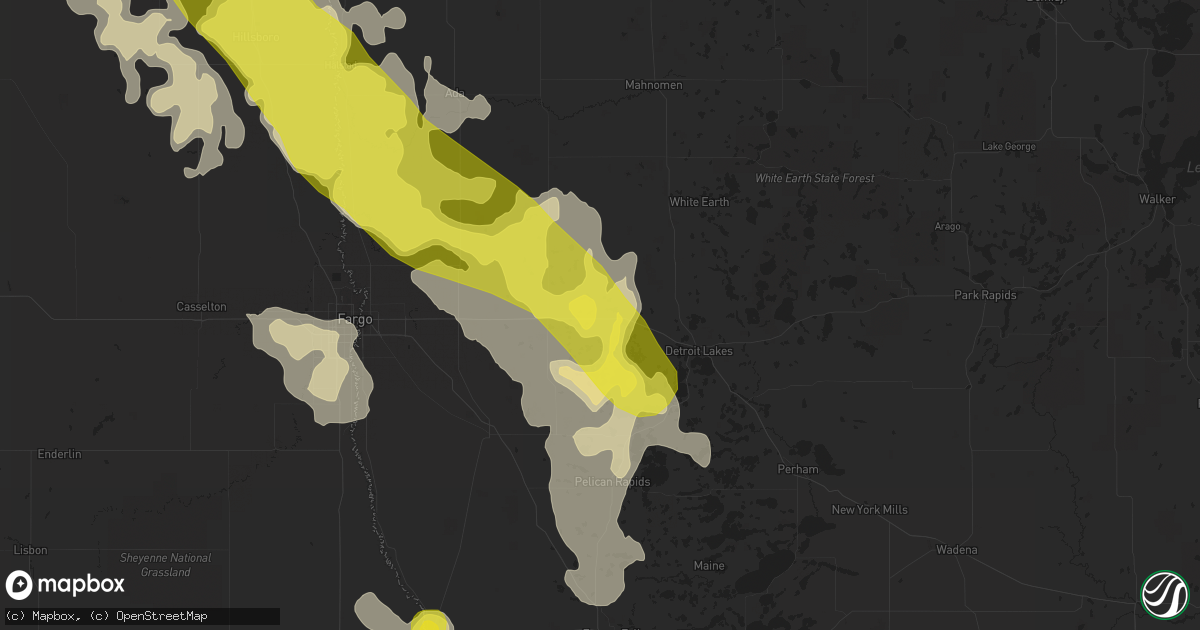 Hail map in Lake Park, MN on July 9, 2016