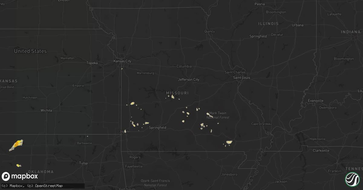 Hail map in Missouri on July 9, 2016