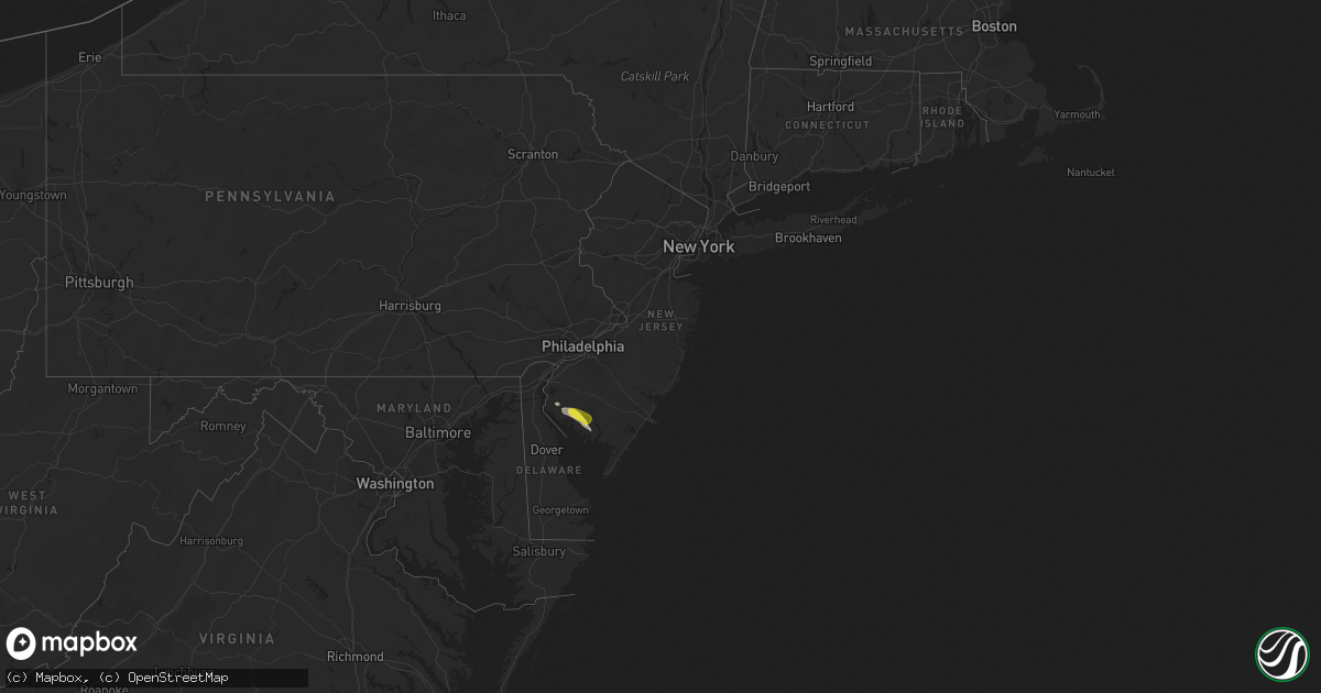 Hail map in New Jersey on July 9, 2016