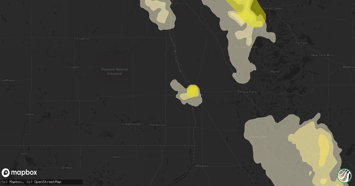 Hail map in Wahpeton, ND on July 9, 2016