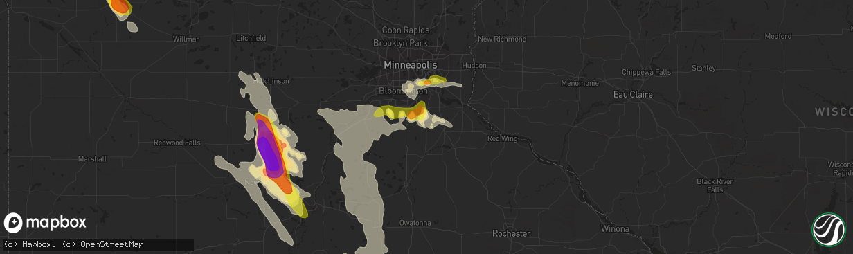 Hail map in Farmington, MN on July 9, 2017