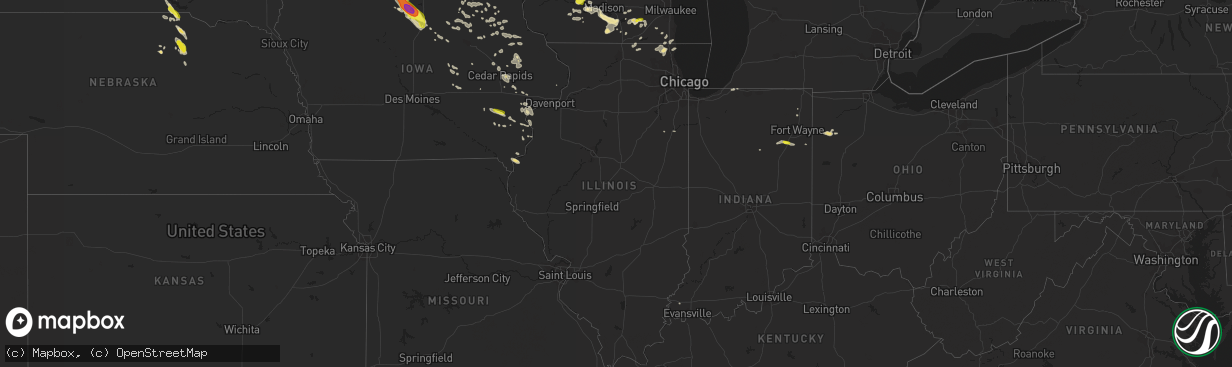 Hail map in Illinois on July 9, 2017