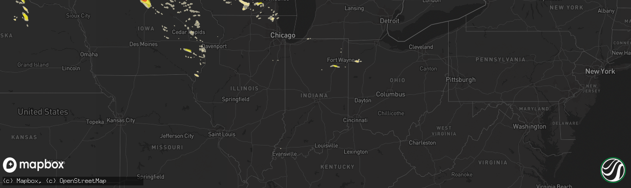 Hail map in Indiana on July 9, 2017