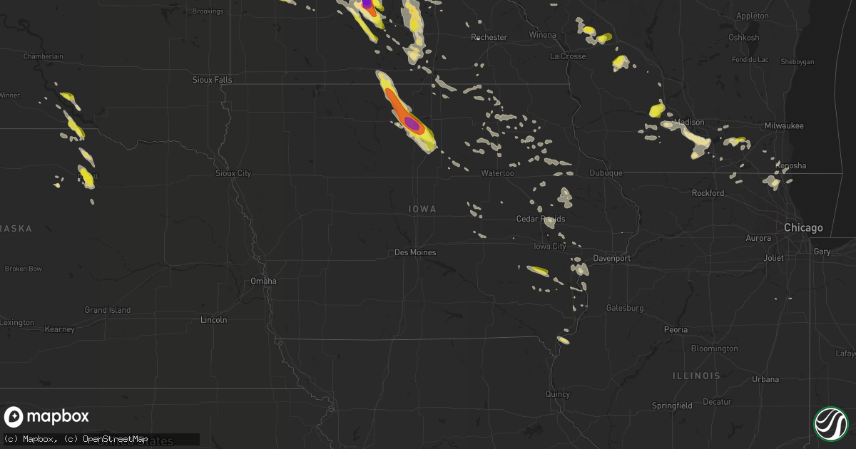 Hail map in Iowa on July 9, 2017