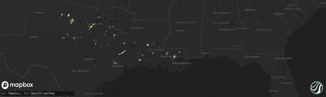 Hail map in Louisiana on July 9, 2017