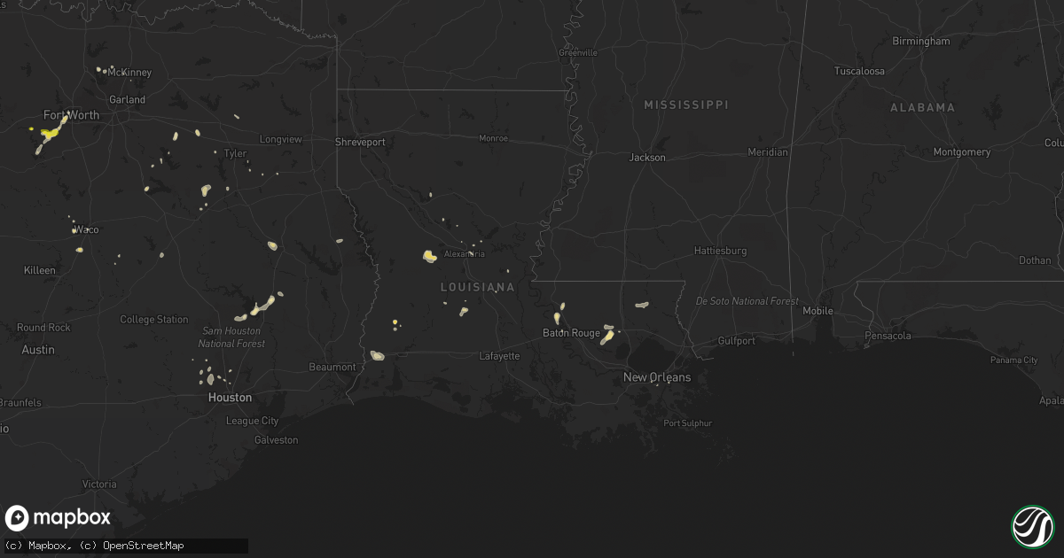 Hail map in Louisiana on July 9, 2017