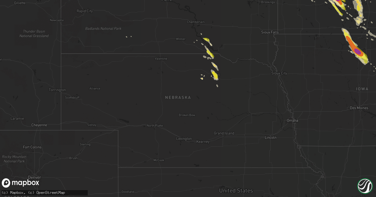 Hail map in Nebraska on July 9, 2017
